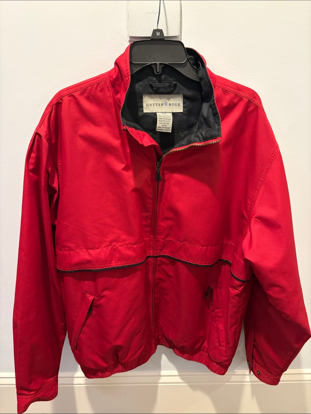 Cutter & Buck Men's Red Zippered Windbreaker Jacket